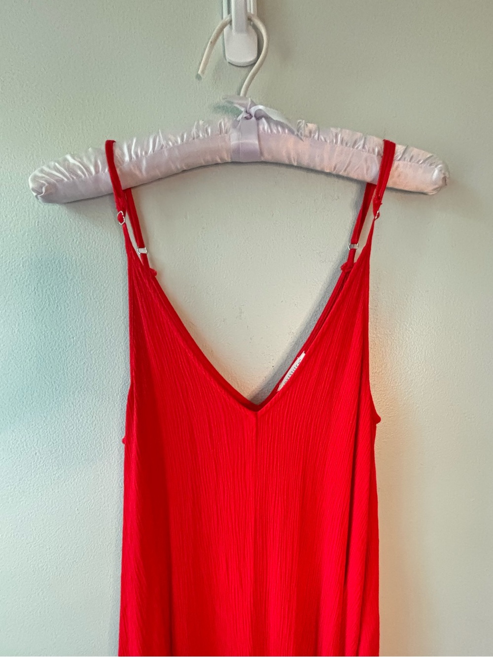 Red Gauze Maxi Dress Beachy Boho Slouchy with Pockets" SZ M/L - Picture 3 of 6